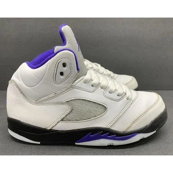 Jordan Retro3Y White Dark Concord-Black Purple Youth Mid-Top